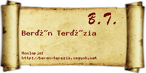 Berán Terézia névjegykártya